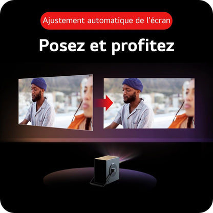 LG CineBeam Portable Vidéoprojecteur HU710PB Design Compact pour Home Cinema, 500 Lumen, 4K UHD, Projection Entre 50"~120", LG Smart webOS 6.0, Bluetooth et Haut-parleurs intégrés