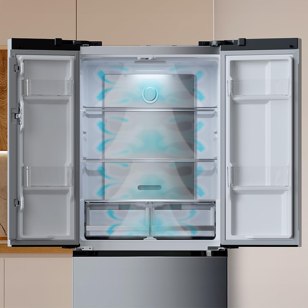 Cecotec Réfrigérateur Porte Française Inox 436L Bolero CoolMarket FD 436 Inox E, 183 x 83,6 cm, Basse Consommation, Compresseur Inverter Plus, Total No Frost, MultiAirFlow et Mode Vacances