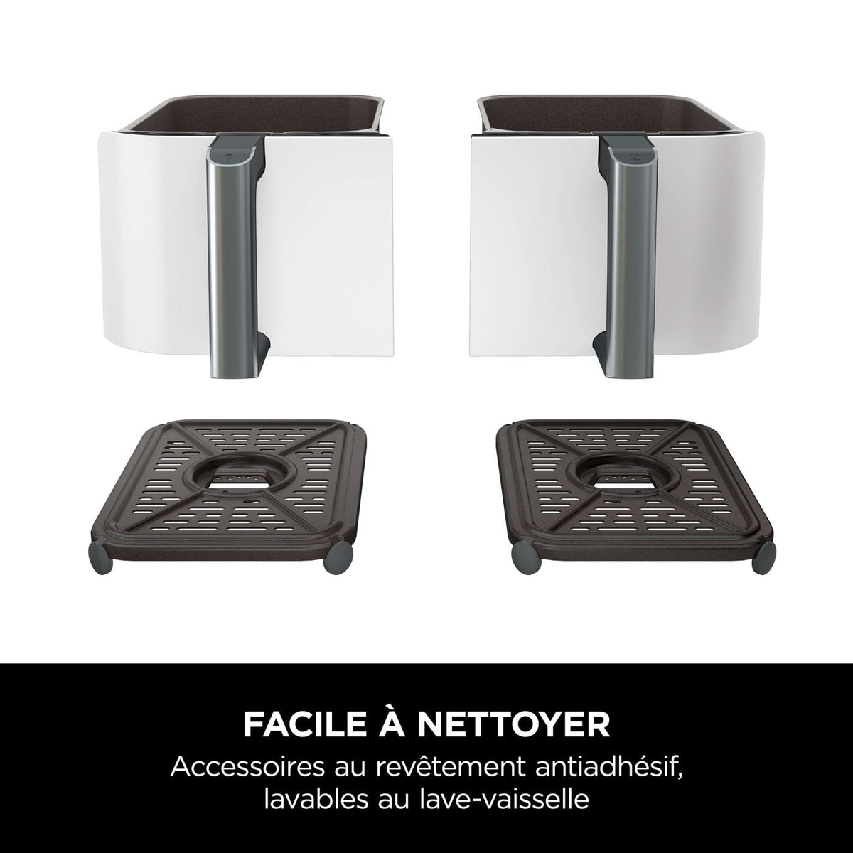 Ninja Foodi MAX Dual Zone Air Fryer, 2 Tiroirs, 9,5L, 6-en-1, Sans Huile, Air Fry, Croustillant Max, Rôtir, Cuire, Déshydrater, 8 Portions, Paniers Antiadhésifs Vont Au Lave-Vaisselle, Blanc AF400EUWH