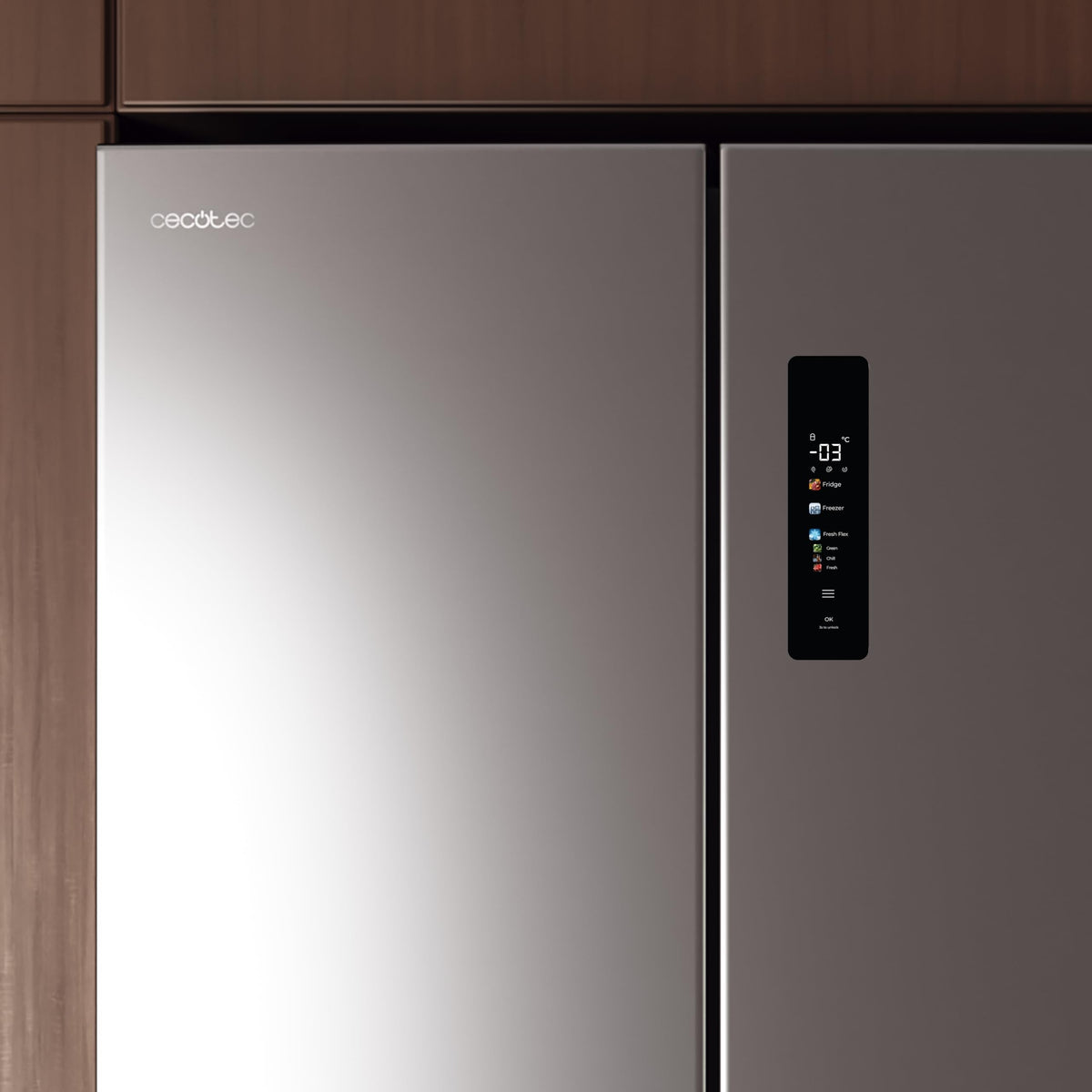 Cecotec Réfrigérateur 4 Portes No Frost Bolero CoolMarket 4D 503 Inox E, 503L, Hauteur 177,5 cm et 85,3 cm Largeur, MetalFlexCooling, Compresseur Inve