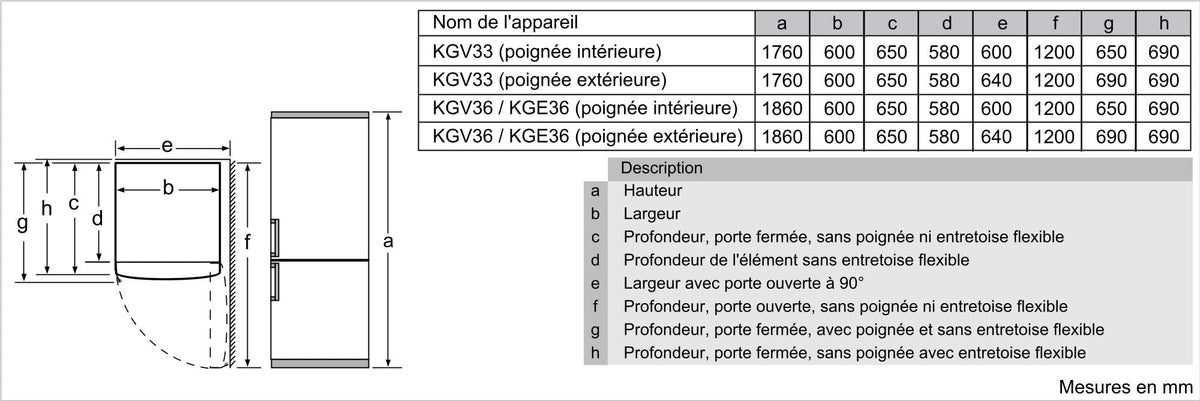 Bosch KGV33VLEAS - Réfrigérateur combiné pose libre - Série 4 - 288L - Froid brassé - L 60cm x H 176cm - Inox