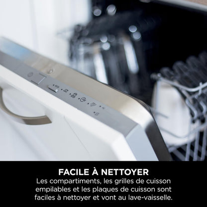 Ninja Double Stack Air-Fryer, Friteuse verticale sans huile à 2 tiroirs, 4 niveaux cuisson, 2 tiroirs et 2 grilles, design compact, capacité de 7,6L, 6 fonctions de Cuisson, 6 portions, gris SL300EU