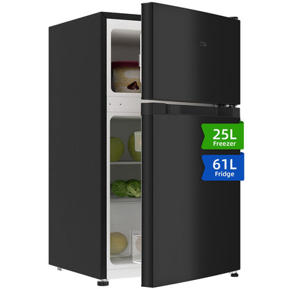 CHIQ Réfrigérateur congélateur en haut Réfrigérateur congélateur - 86 L (61/25L) - Portes réversibles, Congélateur 4 étoiles, Machine à glaçons, Garantie compresseur 12 ans, Classe E