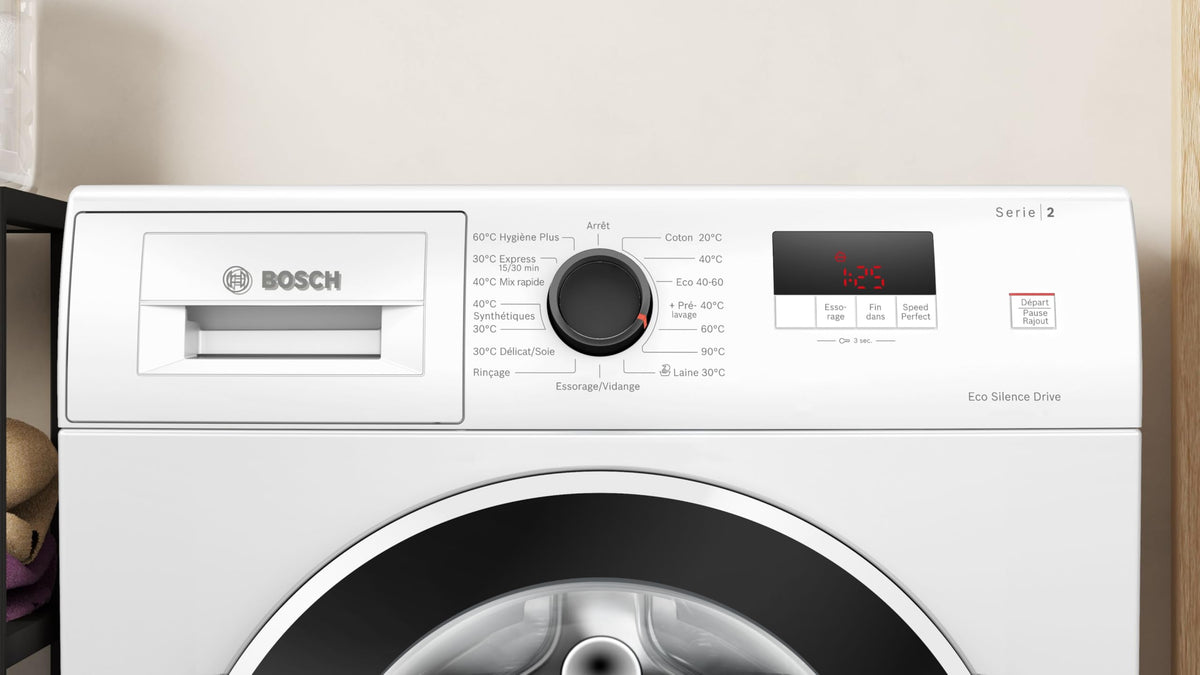 Bosch WGE02405FR, Série 2, Lave-linge Pose-libre, 7 kg, 1400 trs/min, Blanc