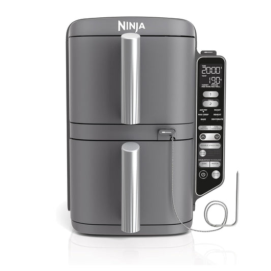 Ninja Double Stack XL Air Fryer, Friteuse verticale sans huile, 2 tiroirs, capacité 9,5 L, 6 fonctions, 8 portions, avec thermosonde SmartCook, SL451E