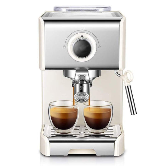 Machines à Café Espresso Machine, Machine à Café à Pompe Semi-Automatique Petite Machine à Café Ménagère Machine à Café Au Lait à Vapeur 200Mm × 250Mm × 280Mm Blanc Intéressant, HUANGHAIQIU