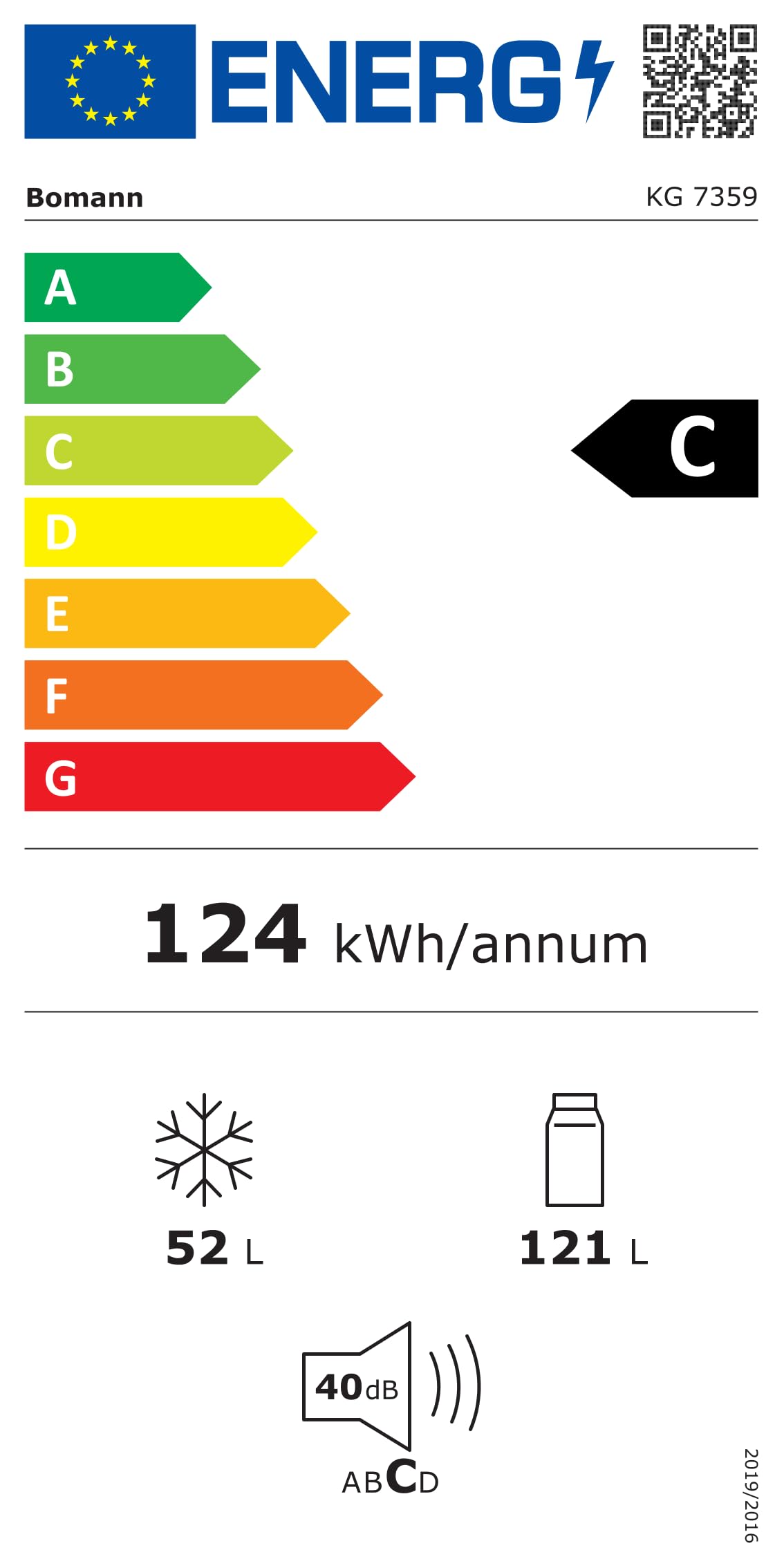 Bomann, Réfrigérateur et Congélateur 173L Inox KG7359 - Réfrigérateur 121L, Congélateur 52L, Éclairage LED, Contrôle Température, Alarme Ouverture, Économie Énergie, Dimensions 142,5x49,5x56 cm
