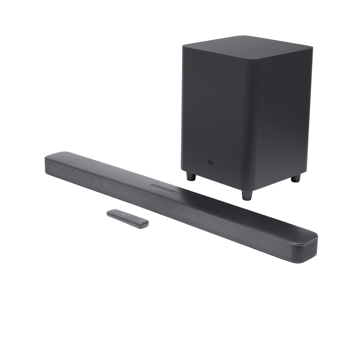 JBL Barre de Son Surround Bar 5.1 - Système de Divertissement Exclusif Amazon, capacités de Streaming et Caisson de Basses, Compatible avec Amazon Ale