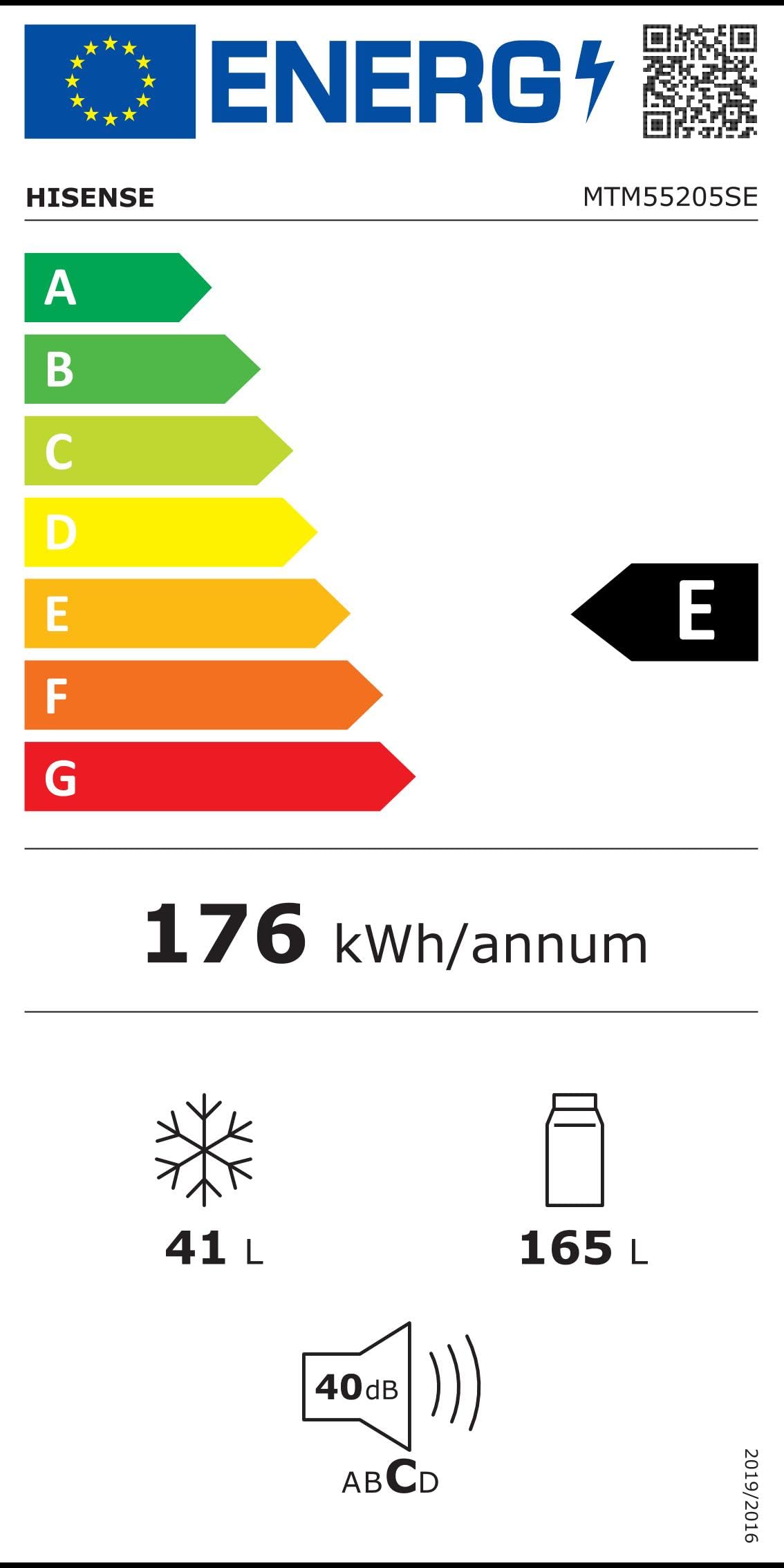 Hisense - MTM55205SE - Réfrigérateur Autoportant Double Porte Modèle 2022, 206 L, Argent, 143.4 x‎ 54.2 x 55 cm