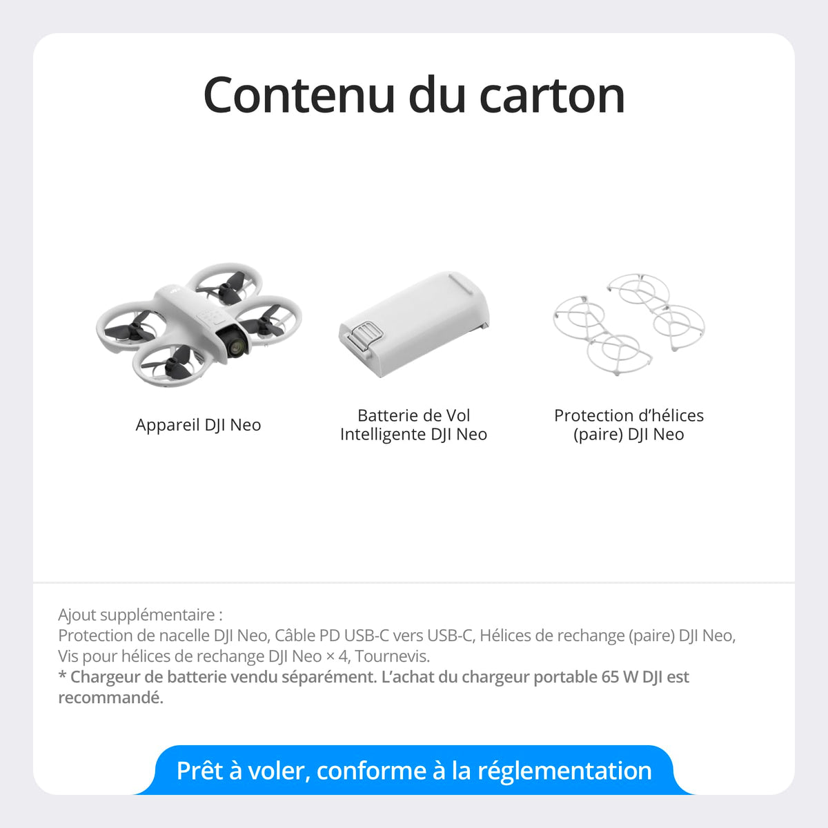 DJI Neo, Mini Drone avec Caméra 4K Ultra-HD pour Adultes, Drone Suiveur qui Vole Seul de 135 g, Décollage de la Main, Suivi de Sujet, QuickShots, Vidé