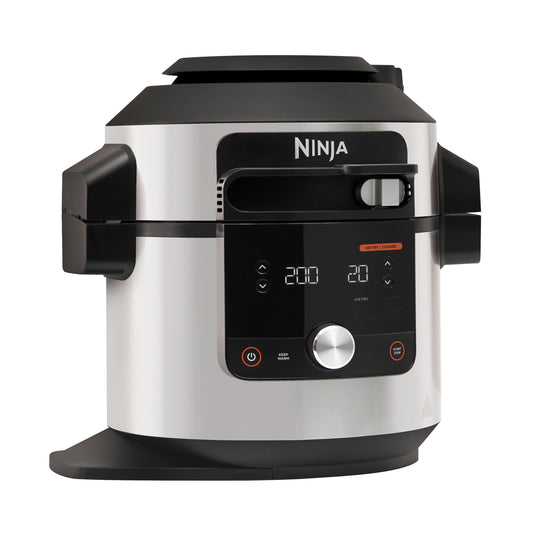 Ninja Multicuiseur Foodi MAX Air Fryer, SmartLid, 12 fonctions de cuisson, 7.5L, Autocuiseur 12 en 1, Cuisson sous pression, Friture à l'air, Cuisson lente et plus, Acier inoxydable, OL650EU