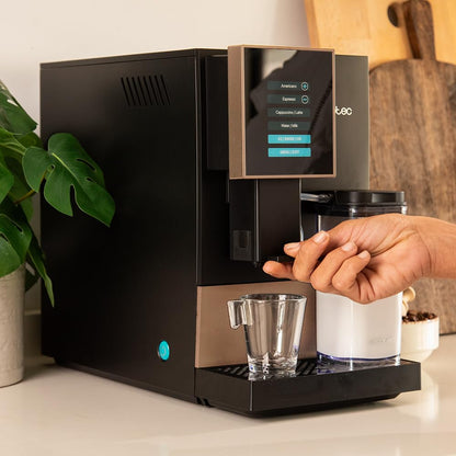Cecotec Machine a Cafe Grain Cremmaet Compactccino Black Rose.19 barres,Thermoblock, Grains de café fraîchement moulus avec Plug&Play,Réservoir de café de 150gr avec moulin, 1,1 L d'eau,400ml de lait