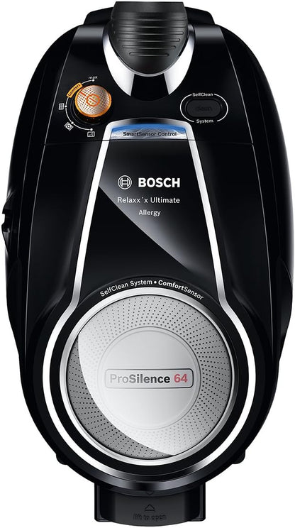 Bosch Electroménager Série 8, BGS7MS64, aspirateur traîneau sans Sac ProSilence, extrêmement Silencieux, Technologie SensorBagless et système de Nettoyage Intelligent du Filtre, Noir