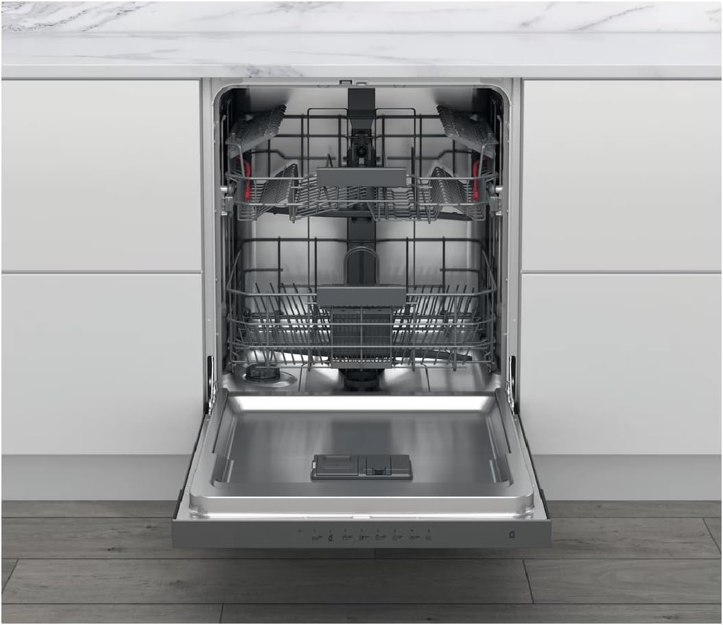 Lave vaisselle encastrable Whirlpool WBC3C26X - Lave vaisselle integrable 60 cm - Classe A++ / 46 decibels - 14 couverts - Intégrable bandeau : Inox