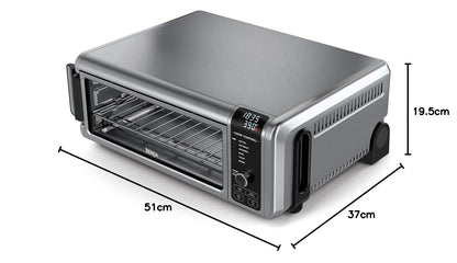 Ninja Foodi Four Multifonctions 8-en-1, Mini four portable, surfaces de travail, four multifonctions avec 8 fonctions de cuisson ; Air Fry, Rôtir, Griller, Cuire et plus encore. Argent/Noir SP101EU