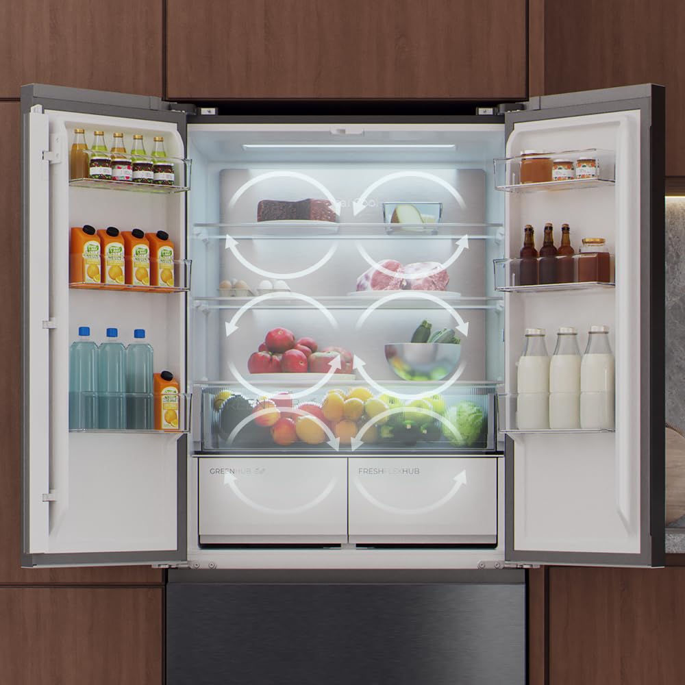 Cecotec Réfrigérateur Porte Française de 4 Portes Semi-Intégrable 458L Total No Frost Bolero CoolMarket F2D 458 SBI Dark E, Hauteur 189 cm et 83 cm Largeur, MetalFlexCooling, Compresseur Inverter