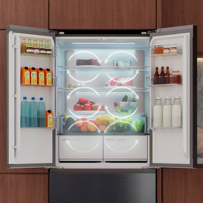 Cecotec Réfrigérateur Porte Française de 4 Portes Semi-Intégrable 458L Total No Frost Bolero CoolMarket F2D 458 SBI Dark E, Hauteur 189 cm et 83 cm Largeur, MetalFlexCooling, Compresseur Inverter