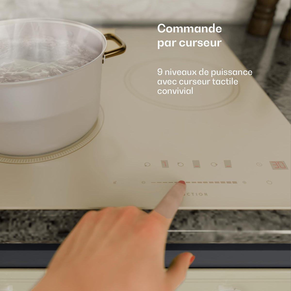 Klarstein Victoria Plaque À Induction Encastrable - 3 Zones, 6600 W Avec Boosters, Commande Tactile À Curseur, Minuterie & Verrouillage Parental, Vitr