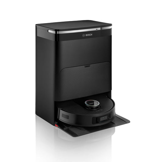 Bosch Spotless Max Cam BCRDW3BX, Robot aspirateur-Laveur avec caméra Smart Vision, serpillère rotative, 11 000 Pa, Station de Service sèche-Humide, Application Home Connect, Noir