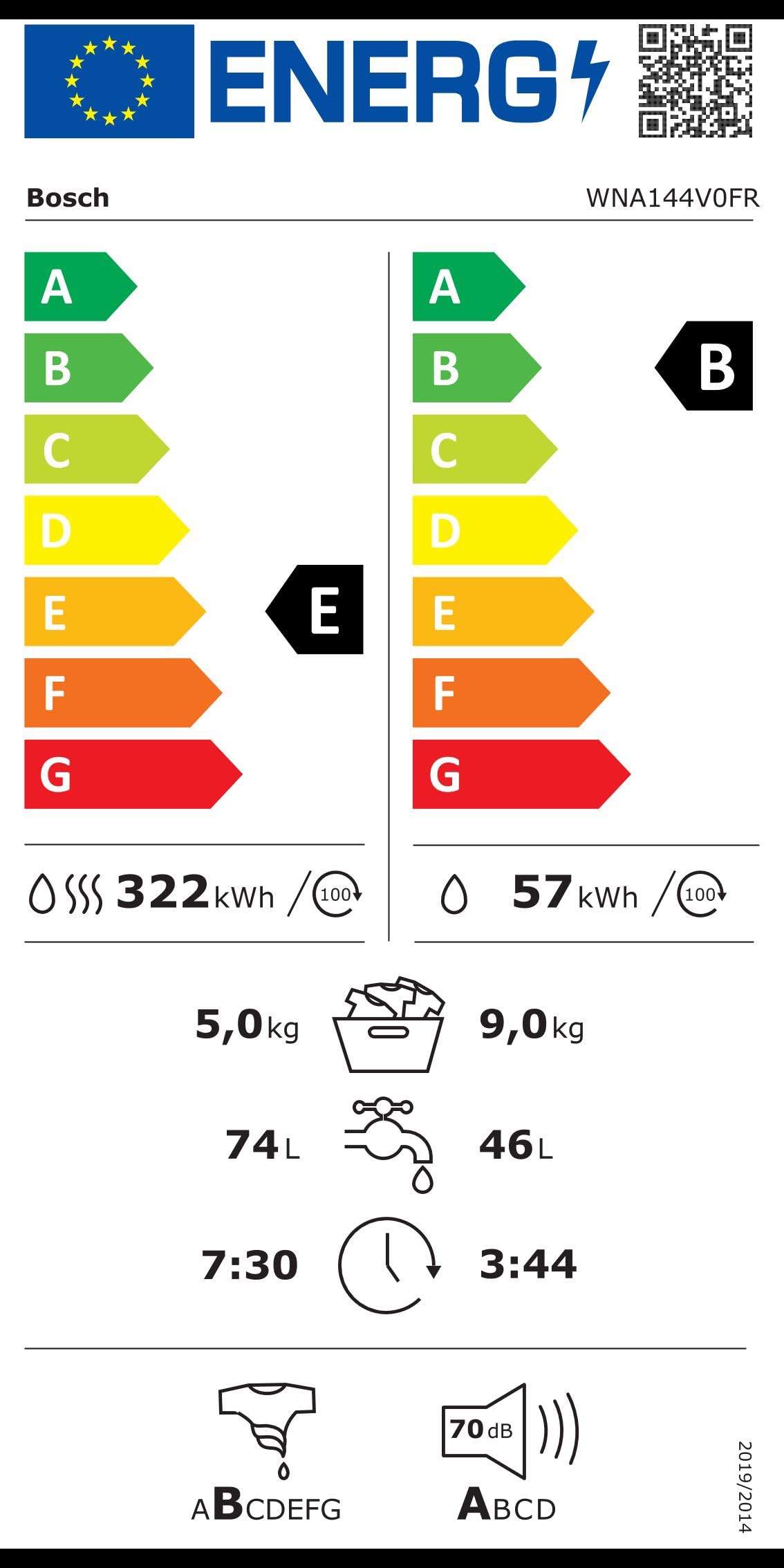 Bosch WNA144V0FR, Série 4, Lave linge séchant, 9/5 kg, 1400 trs/min, Blanc