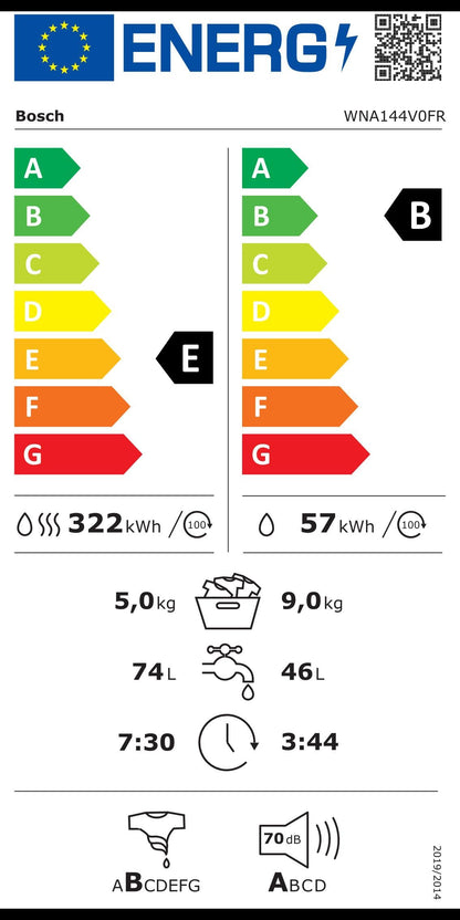 Bosch WNA144V0FR, Série 4, Lave linge séchant, 9/5 kg, 1400 trs/min, Blanc