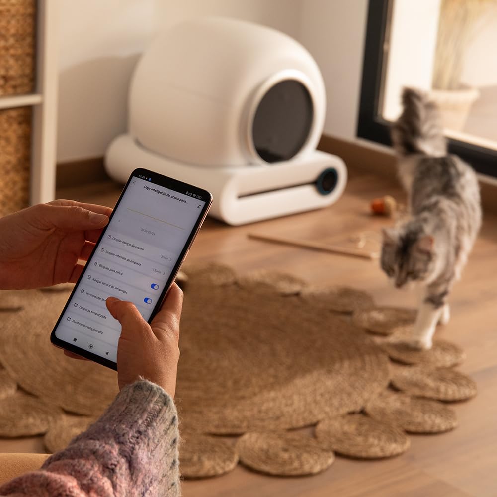 Cecotec Bac à Litière Autonettoyant pour Chats Pumba 8500 CleanKitty Smart. Triple Système de Désodorisation, Contrôle Via WiFi et Écran, Silencieux et Sûr avec Capteur Infrarouge, Bac de 65L