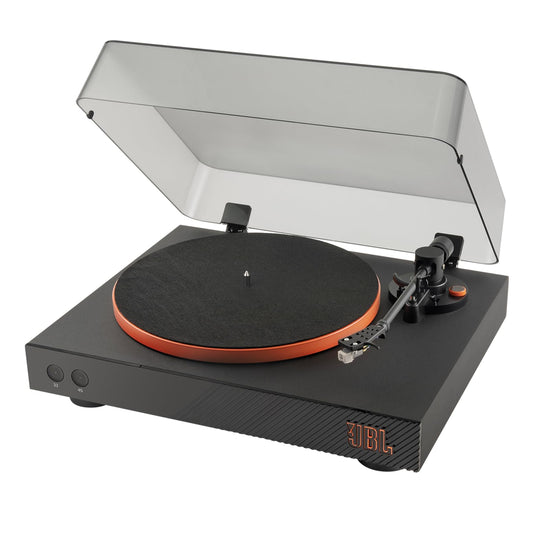 JBL Spinner BT, Platine Bluetooth avec AptX-HD, design dynamique, porte-cellule amovible, plateau en aluminium et entraînement par courroie, cellule magnétique mobile préinstallée, noir et orange