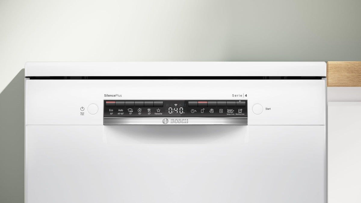 Bosch SMS4EMW01F, Série 4, Lave-vaisselle 60 cm, Pose libre, Blanc