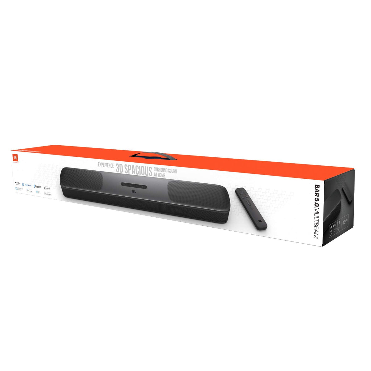JBL Bar 5.0 MultiBeam barre de son télé - Connectée au Bluetooth - Dolby Atmos et son multicanal MultiBeam avec basses intenses sans caisson de basses séparé - Connexion Alexa & Chromecast