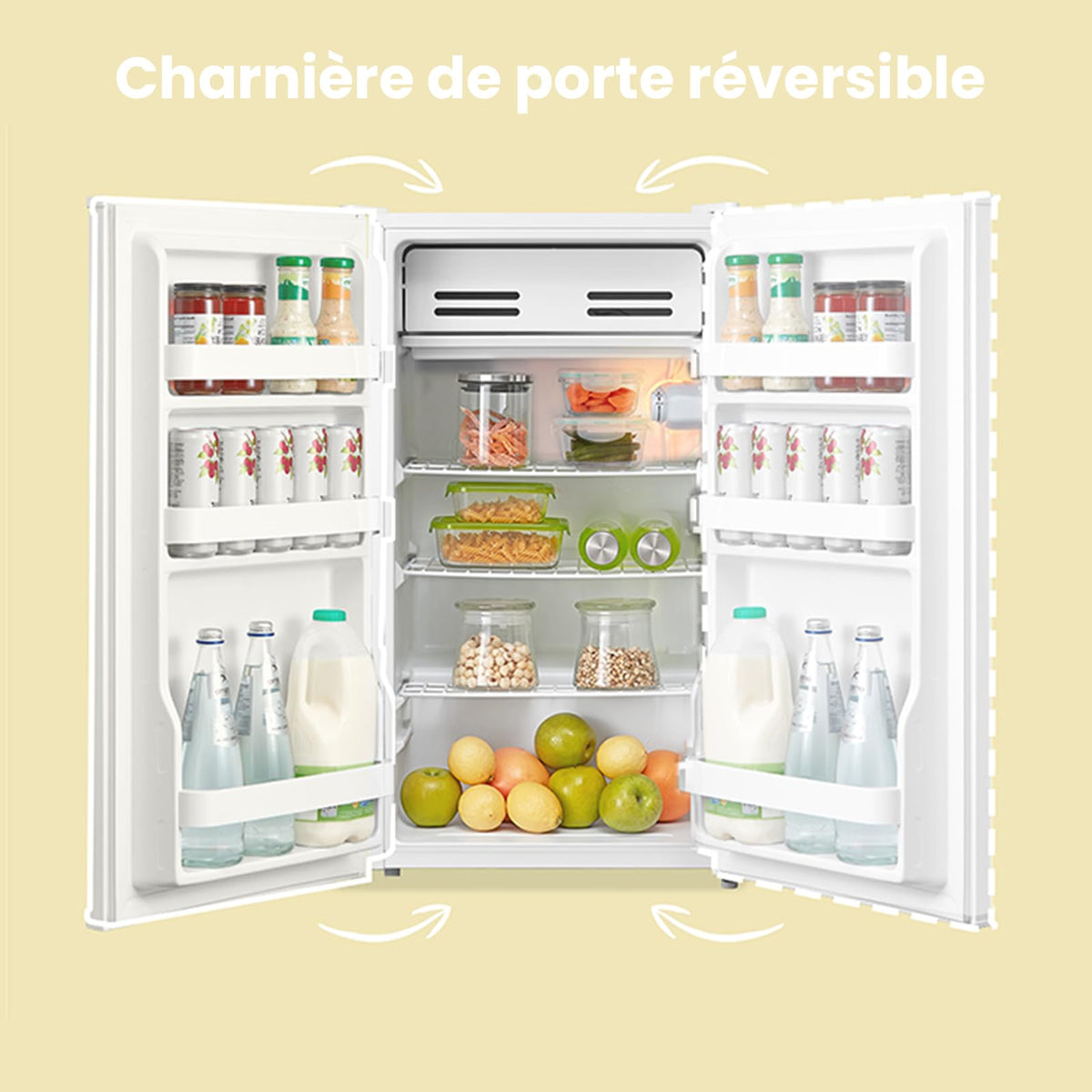 Comfee' RCD93WH2(E) Réfrigérateur à une porte, 93 L, Contrôle de la température, Pose libre sous le comptoir, Silencieux, Blanc