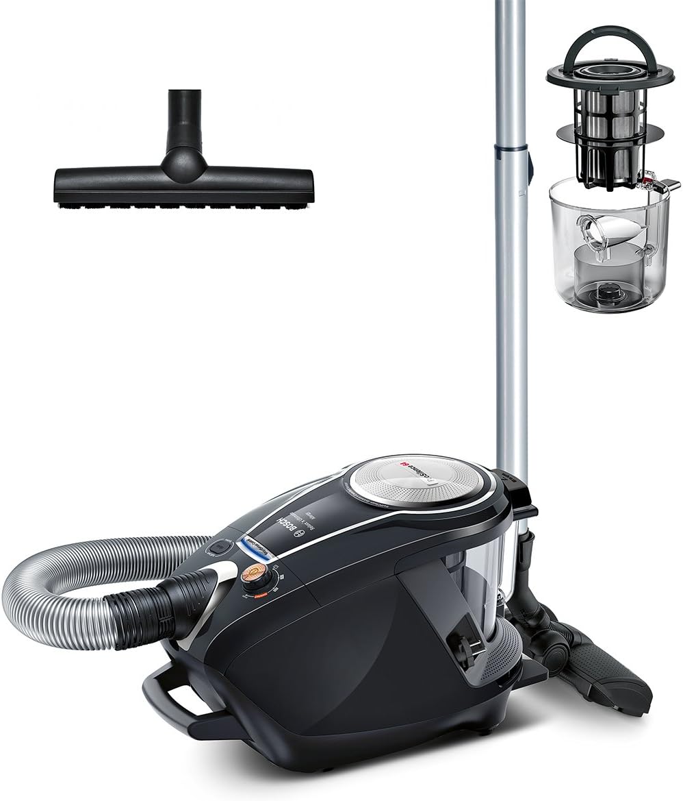 Bosch Electroménager Série 8, BGS7MS64, aspirateur traîneau sans Sac ProSilence, extrêmement Silencieux, Technologie SensorBagless et système de Nettoyage Intelligent du Filtre, Noir