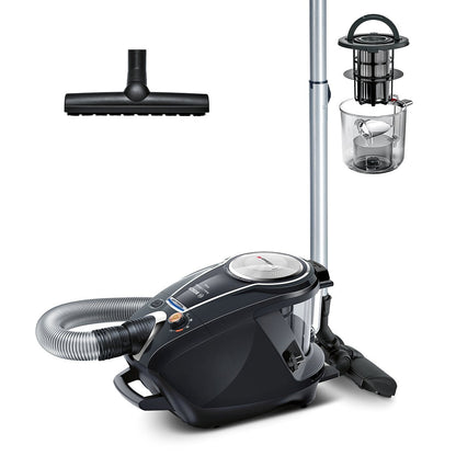 Bosch Electroménager Série 8, BGS7MS64, aspirateur traîneau sans Sac ProSilence, extrêmement Silencieux, Technologie SensorBagless et système de Nettoyage Intelligent du Filtre, Noir