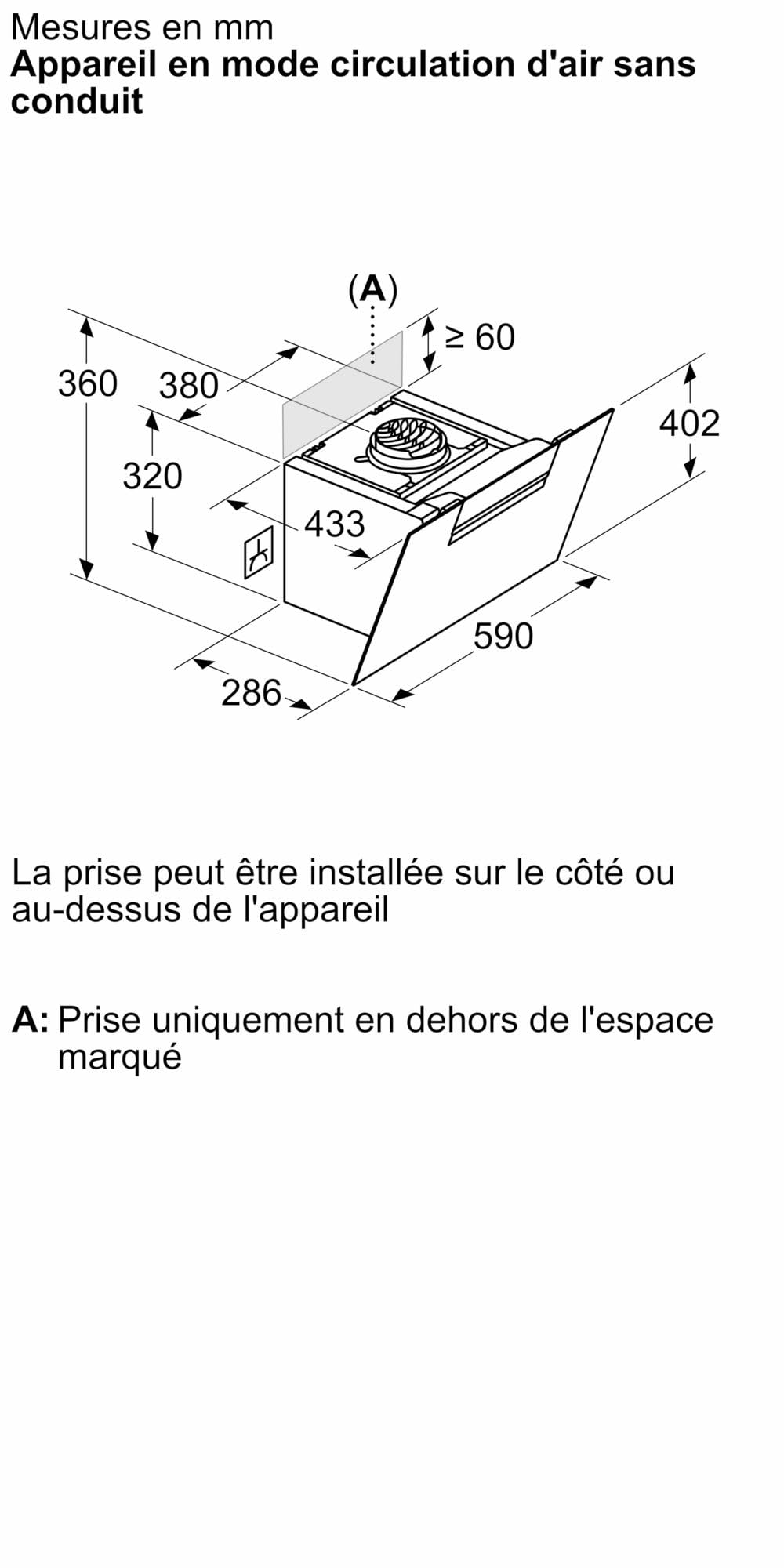 Bosch DWK67FN60, Série 4, Hotte inclinée, 60 cm, Noir