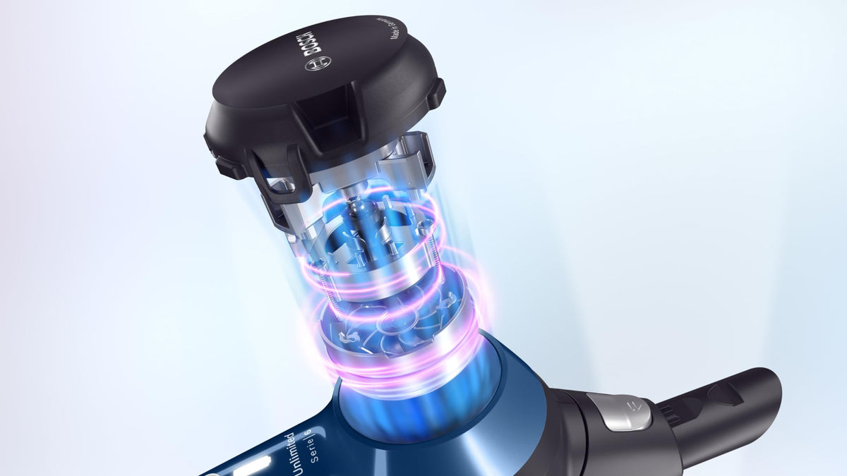 Bosch Electroménager Unlimited 6, BBS611MAT, aspirateur balai sans fil rechargeable, autonomie de 30 min, brosse motorisée, batterie Power for All, accessoires inclus, bleu