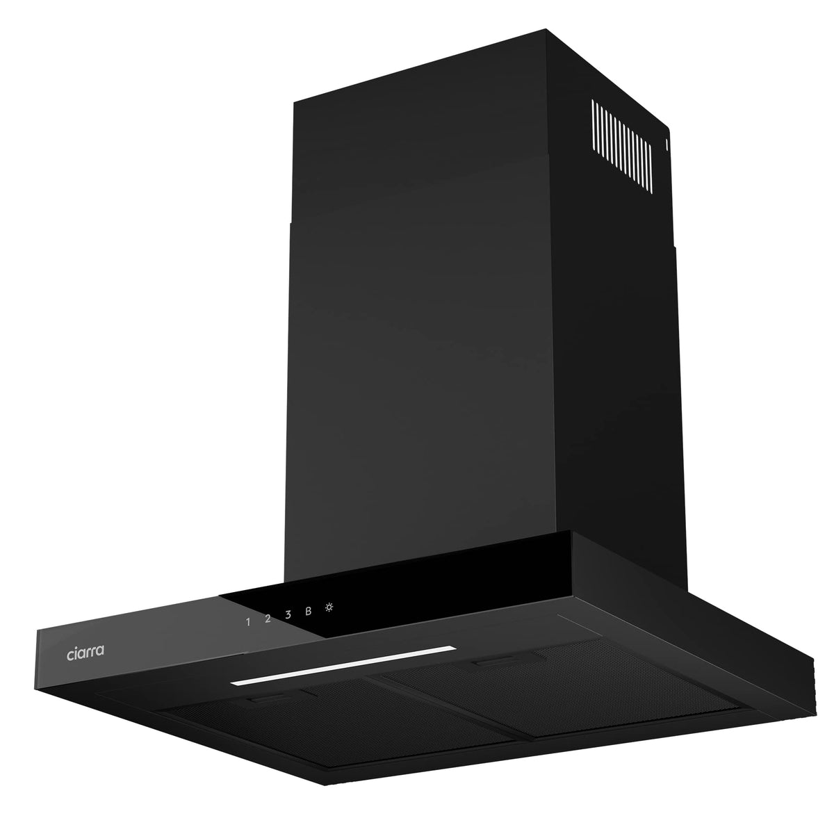 CIARRA CBCB6102 Hotte Aspirante 60 cm A+++ 650 m³/h - App & TouchControl - 4 Vitesses + Booster - Recyclage & Évacuation - Filtre à Charbon CBCF003 - Noire