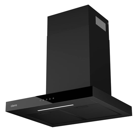 CIARRA CBCB6102 Hotte Aspirante 60 cm A+++ 650 m³/h - App & TouchControl - 4 Vitesses + Booster - Recyclage & Évacuation - Filtre à Charbon CBCF003 - Noire