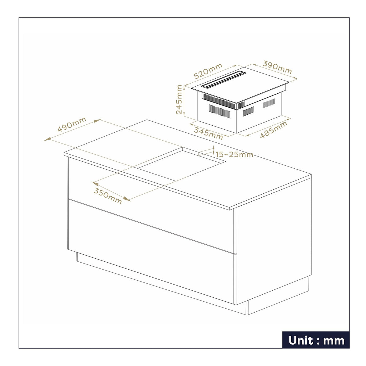 CIARRA One Plaque à Induction et Hotte Intégrée-39cm-3200W-9 Niveaux de Puissante-460m³/h- Évacuation ou Recyclage-4 Vitesses-Fonction Boost-Filtration Multiple-Tactile-Verrouillage Enfant