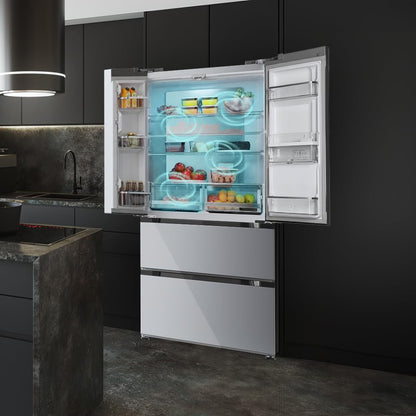 Cecotec Réfrigérateur à Double Porte en Inox avec Distributeur d'Eau de 510 L Bolero CoolMarket FD 510 WD Inox E. 183 cm de Hauteur, 84 cm de Largeur, Moteur Inverter Plus, NoFrost Total