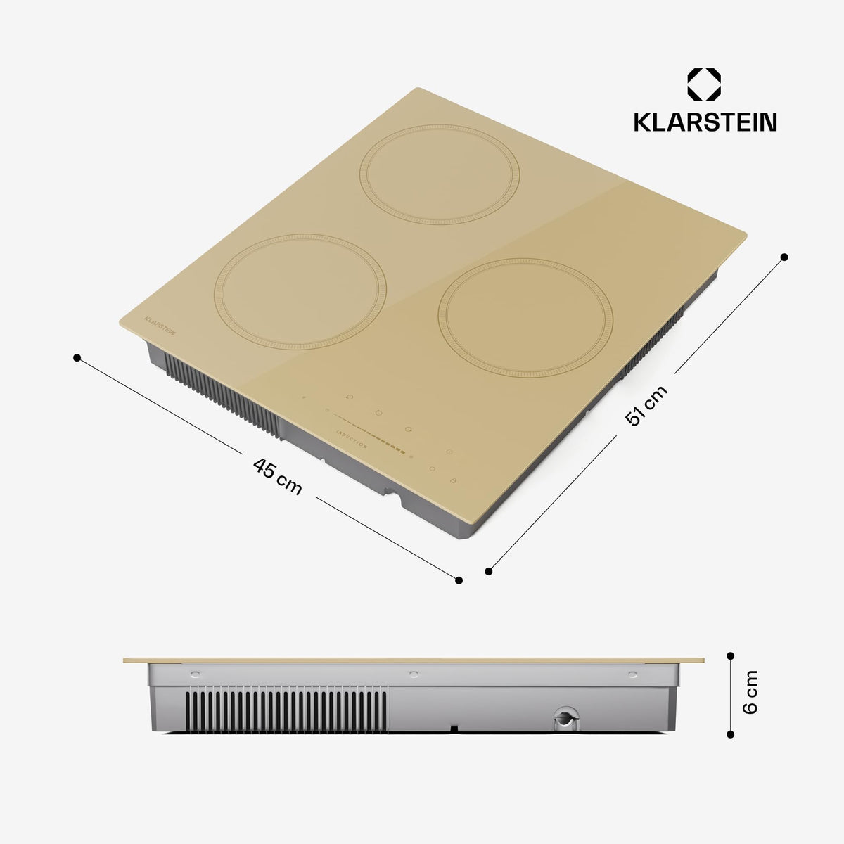 Klarstein Victoria Plaque À Induction Encastrable - 3 Zones, 6600 W Avec Boosters, Commande Tactile À Curseur, Minuterie & Verrouillage Parental, Vitr