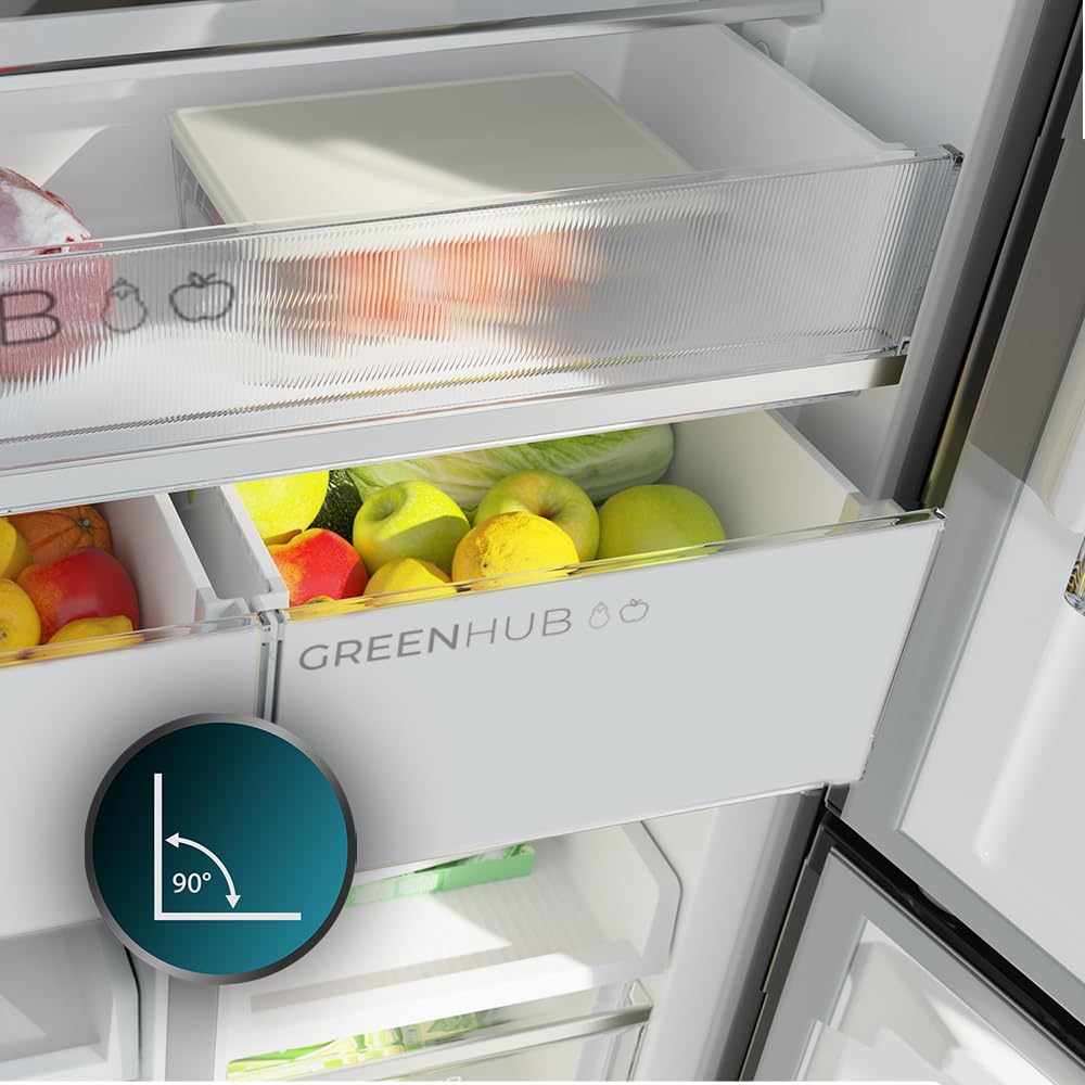Cecotec Réfrigérateur 4 Portes Semi-Intégrable Total No Frost Bolero CoolMarket 4D 456 SBI Inox E, Extra Capacité Max 456 L, Hauteur 189 cm et 83 cm Largeur, MetalFlexCooling, Compresseur Inverter
