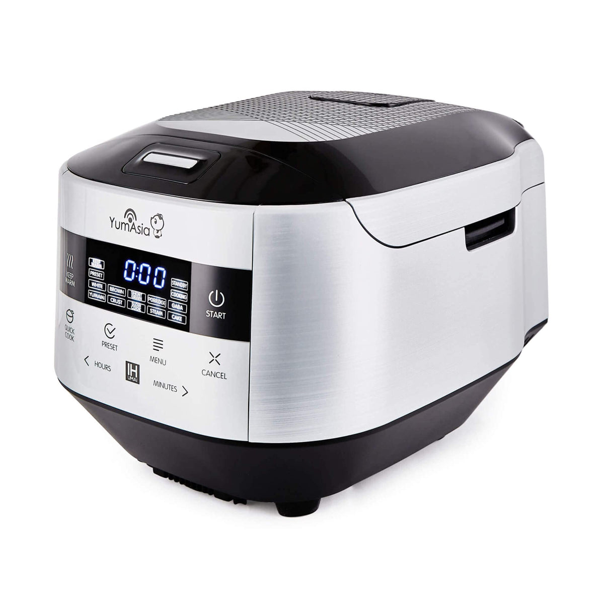 Yum Asia Bamboo Cuiseur à riz avec chauffage à induction (IH) et bol en céramique, 7 fonctions de cuisson au riz, 4 fonctions multicuiseurs, écran LED Motouch – 220-240V EU (Argent métallique)