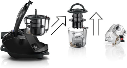 Bosch Electroménager Série 8, BGS7MS64, aspirateur traîneau sans Sac ProSilence, extrêmement Silencieux, Technologie SensorBagless et système de Nettoyage Intelligent du Filtre, Noir