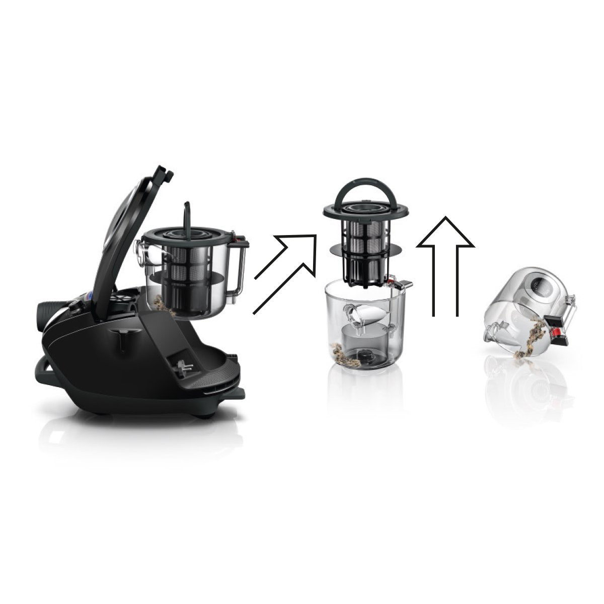 Bosch Electroménager Série 8, BGS7MS64, aspirateur traîneau sans Sac ProSilence, extrêmement Silencieux, Technologie SensorBagless et système de Nettoyage Intelligent du Filtre, Noir