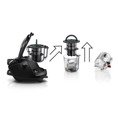 Bosch Electroménager Série 8, BGS7MS64, aspirateur traîneau sans Sac ProSilence, extrêmement Silencieux, Technologie SensorBagless et système de Nettoyage Intelligent du Filtre, Noir
