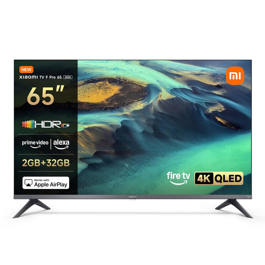 XIAOMI TV F Pro 65, 165 cm (65 Pouces), 4K UHD QLED, Smart TV, Fire TV, Contrôle Vocal Alexa, HDR10+, Mode Game Boost 120Hz, MEMC, 2Go+32Go, Compatible avec AirPlay