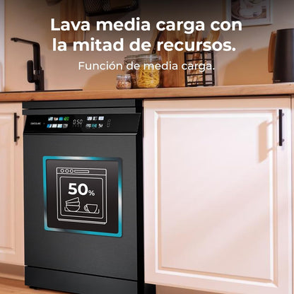 Cecotec Lave-vaisselle 60cm Bolero Aguazero 6700 Dark B Lave-vaisselle foncé, 15 couverts, Classe B, Moteur Inverter Plus, O2 Dry, Lavage Double Zone,