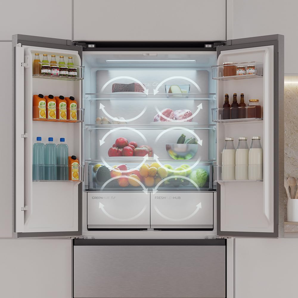 Cecotec Réfrigérateur Porte Française de 4 Portes Semi-Intégrable 458L Total No Frost Bolero CoolMarket F2D 458 SBI Inox E, Hauteur 189 cm et 83 cm Largeur, MetalFlexCooling, Compresseur Inverter