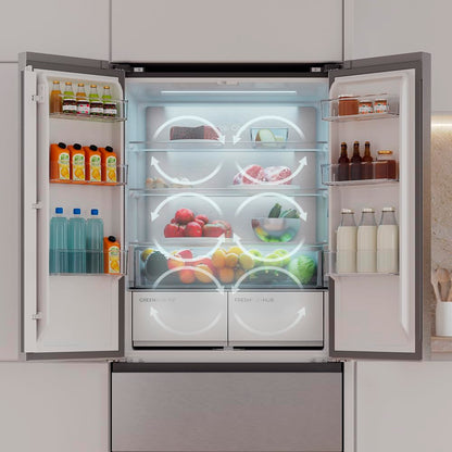 Cecotec Réfrigérateur Porte Française de 4 Portes Semi-Intégrable 458L Total No Frost Bolero CoolMarket F2D 458 SBI Inox E, Hauteur 189 cm et 83 cm Largeur, MetalFlexCooling, Compresseur Inverter