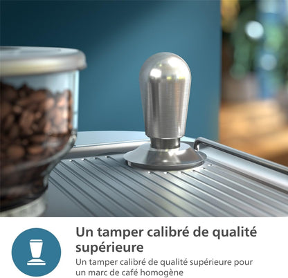 Philips Macchina per espresso semi-automatica Barista Brew - Guida Intuitiva, Pressino Calibrato, Design Elegante, Contenitore per Chicchi 250 g, metallo Argento (PSA3218/01)