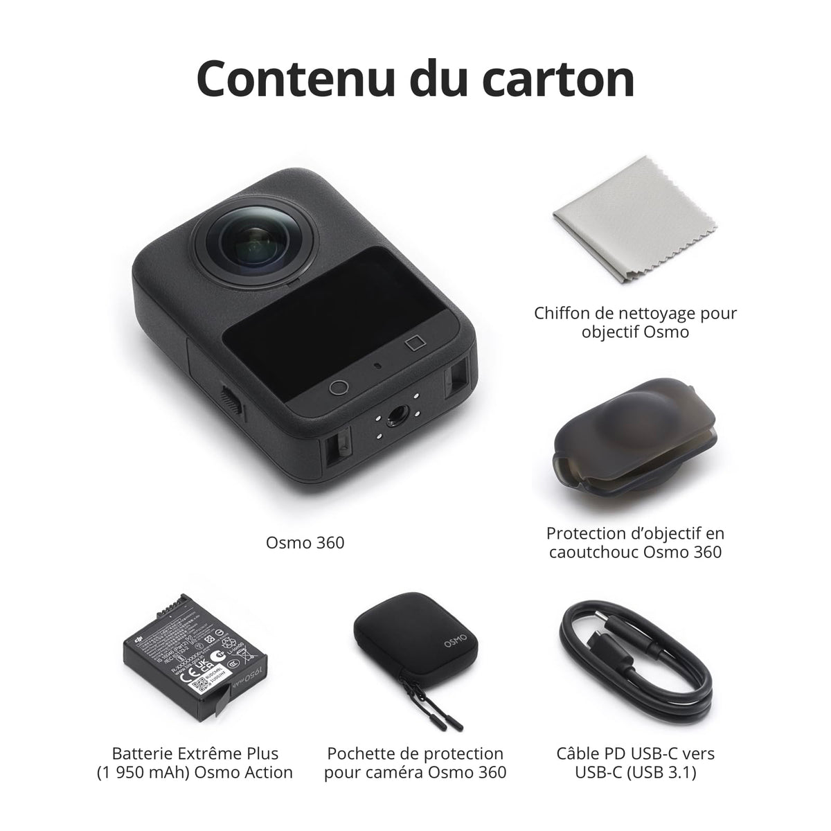 DJI Bundle Standard Osmo 360, caméra 360 avec imagerie 360° de 1 Pouce, vidéo 360° en 8K Native, Photo 360° en 120 MP, étanche, caméra d’Action pour Sports, vlog